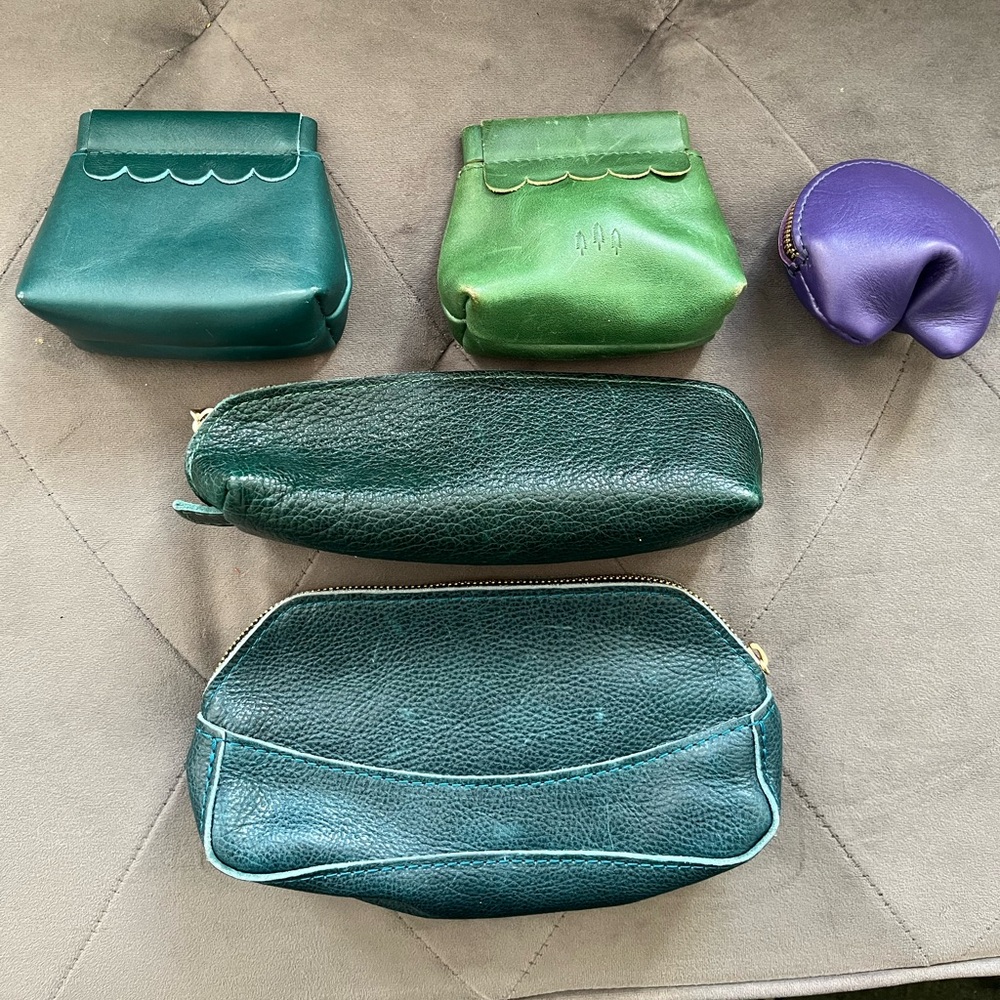Lot of 5 Portland Leather Goods Accessories in Blues, Greens, Purple
